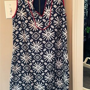 Sail to Sable White and Blue Sleeveless V-Neck Sundress